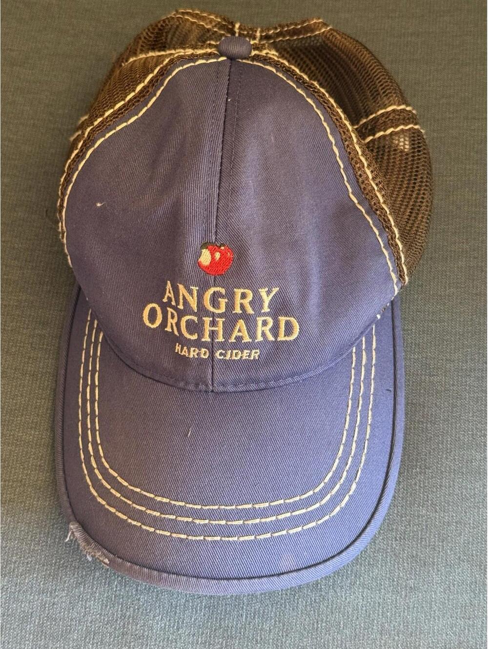 ANGRY ORCHARD HARD CIDER SNAPBACK HAT CAP DISTRESSED ADJUSTABLE ONE SIZE FITS OS